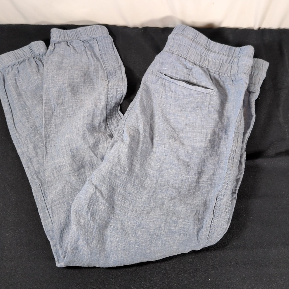 Athleta Cabo Linen Jogger Women 8 Blue Athleisure Travel Lifestyle Pant